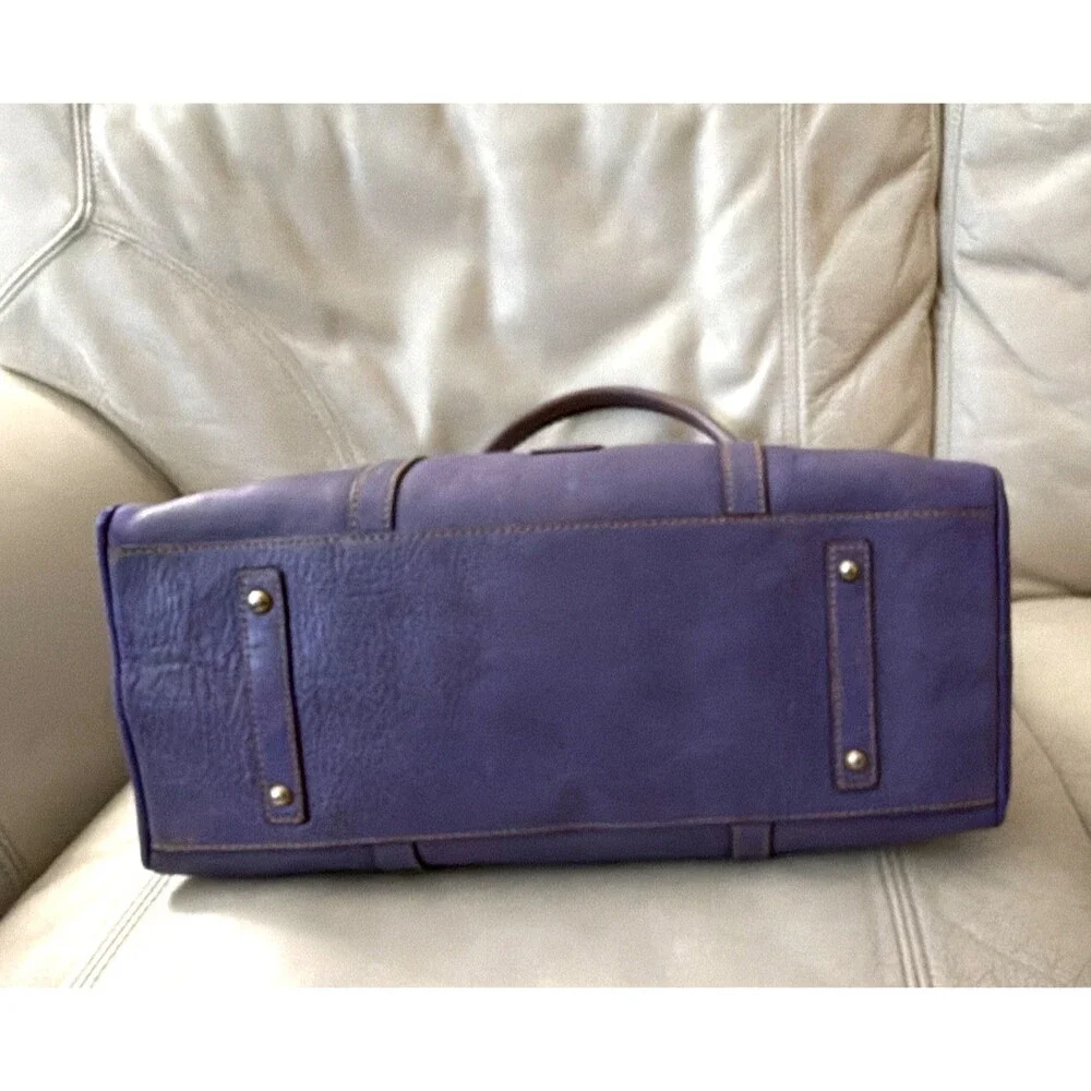 Dooney & Bourke Florentine Purple Domed Buckle Satchel Leather Bag RARE